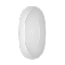 Load image into Gallery viewer, Wyndham Juno 63 Inch Freestanding Bathtub in White with Shiny White Drain and Overflow Trim- Wyndham