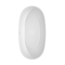 Load image into Gallery viewer, Wyndham Juno 63 Inch Freestanding Bathtub in White with Shiny White Trim and Floor Mounted Faucet in Brushed Gold- Wyndham