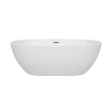 Load image into Gallery viewer, Wyndham Juno 67 Inch Freestanding Bathtub in White with Polished Chrome Drain and Overflow Trim- Wyndham