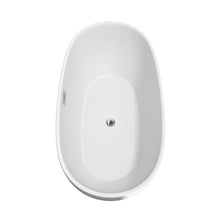 Load image into Gallery viewer, Wyndham Juno 67 Inch Freestanding Bathtub in White with Floor Mounted Faucet, Drain and Overflow Trim in Polished Chrome- Wyndham