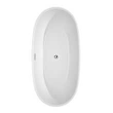 Load image into Gallery viewer, Wyndham Juno 67 Inch Freestanding Bathtub in White with Floor Mounted Faucet, Drain and Overflow Trim in Polished Chrome- Wyndham