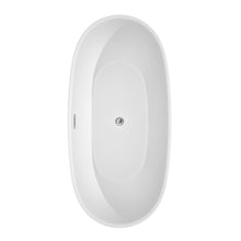 Load image into Gallery viewer, Wyndham Juno 67 Inch Freestanding Bathtub in White with Polished Chrome Trim and Floor Mounted Faucet in Matte Black- Wyndham
