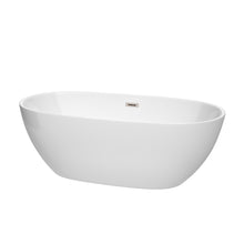 Load image into Gallery viewer, Wyndham Juno 67 Inch Freestanding Bathtub in White with Brushed Nickel Drain and Overflow Trim- Wyndham