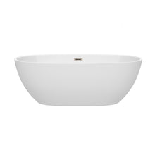 Load image into Gallery viewer, Wyndham Juno 67 Inch Freestanding Bathtub in White with Brushed Nickel Drain and Overflow Trim- Wyndham
