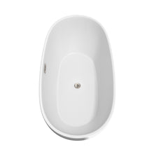 Load image into Gallery viewer, Wyndham Juno 67 Inch Freestanding Bathtub in White with Floor Mounted Faucet, Drain and Overflow Trim in Brushed Nickel- Wyndham