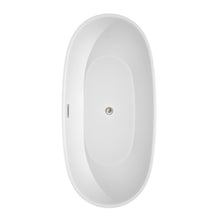 Load image into Gallery viewer, Wyndham Juno 67 Inch Freestanding Bathtub in White with Brushed Nickel Drain and Overflow Trim- Wyndham