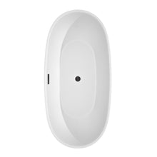 Load image into Gallery viewer, Wyndham Juno 67 Inch Freestanding Bathtub in White with Floor Mounted Faucet, Drain and Overflow Trim in Matte Black- Wyndham