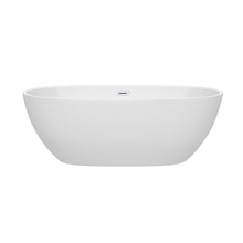Load image into Gallery viewer, Wyndham Juno 67 Inch Freestanding Bathtub in White with Shiny White Drain and Overflow Trim- Wyndham
