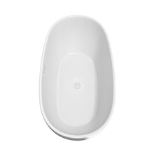 Load image into Gallery viewer, Wyndham Juno 67 Inch Freestanding Bathtub in White with Shiny White Drain and Overflow Trim- Wyndham