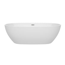 Load image into Gallery viewer, Wyndham Juno 71 Inch Freestanding Bathtub in White with Polished Chrome Drain and Overflow Trim- Wyndham