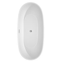 Load image into Gallery viewer, Wyndham Juno 71 Inch Freestanding Bathtub in White with Polished Chrome Drain and Overflow Trim- Wyndham