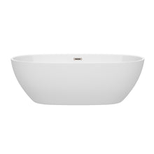Load image into Gallery viewer, Wyndham Juno 71 Inch Freestanding Bathtub in White with Brushed Nickel Drain and Overflow Trim- Wyndham
