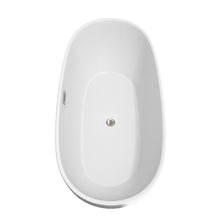 Load image into Gallery viewer, Wyndham Juno 71 Inch Freestanding Bathtub in White with Floor Mounted Faucet, Drain and Overflow Trim in Brushed Nickel- Wyndham