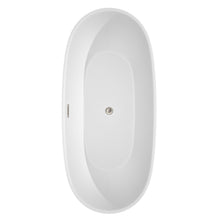 Load image into Gallery viewer, Wyndham Juno 71 Inch Freestanding Bathtub in White with Floor Mounted Faucet, Drain and Overflow Trim in Brushed Nickel- Wyndham