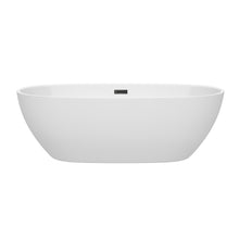 Load image into Gallery viewer, Wyndham Juno 71 Inch Freestanding Bathtub in White with Matte Black Drain and Overflow Trim- Wyndham