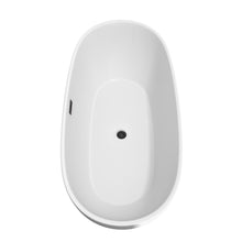 Load image into Gallery viewer, Wyndham Juno 71 Inch Freestanding Bathtub in White with Matte Black Drain and Overflow Trim- Wyndham