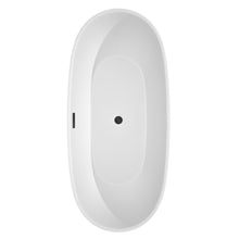 Load image into Gallery viewer, Wyndham Juno 71 Inch Freestanding Bathtub in White with Floor Mounted Faucet, Drain and Overflow Trim in Matte Black- Wyndham