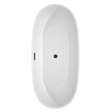 Load image into Gallery viewer, Wyndham Juno 71 Inch Freestanding Bathtub in White with Matte Black Drain and Overflow Trim- Wyndham