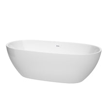 Load image into Gallery viewer, Wyndham Juno 71 Inch Freestanding Bathtub in White with Shiny White Drain and Overflow Trim- Wyndham