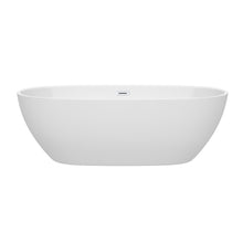 Load image into Gallery viewer, Wyndham Juno 71 Inch Freestanding Bathtub in White with Shiny White Drain and Overflow Trim- Wyndham