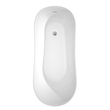 Load image into Gallery viewer, Wyndham Janice 67 Inch Freestanding Bathtub in White with Floor Mounted Faucet, Drain and Overflow Trim in Polished Chrome- Wyndham