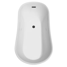Load image into Gallery viewer, Wyndham Janice 67 Inch Freestanding Bathtub in White with Matte Black Drain and Overflow Trim- Wyndham