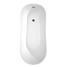 Load image into Gallery viewer, Wyndham Janice 67 Inch Freestanding Bathtub in White with Matte Black Drain and Overflow Trim- Wyndham