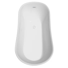 Load image into Gallery viewer, Wyndham Janice 67 Inch Freestanding Bathtub in White with Shiny White Trim and Floor Mounted Faucet in Matte Black- Wyndham