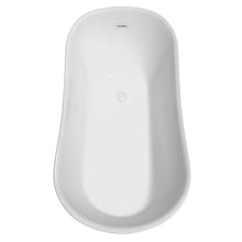 Load image into Gallery viewer, Wyndham Janice 67 Inch Freestanding Bathtub in White with Shiny White Drain and Overflow Trim- Wyndham