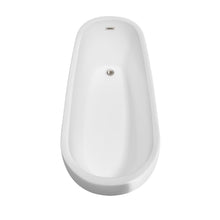 Load image into Gallery viewer, Wyndham Margaret 66 Inch Freestanding Bathtub in White with Brushed Nickel Drain and Overflow Trim- Wyndham