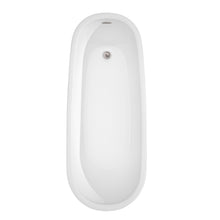 Load image into Gallery viewer, Wyndham Margaret 66 Inch Freestanding Bathtub in White with Floor Mounted Faucet, Drain and Overflow Trim in Brushed Nickel- Wyndham