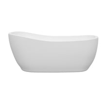 Load image into Gallery viewer, Wyndham Margaret 66 Inch Freestanding Bathtub in White with Matte Black Drain and Overflow Trim- Wyndham