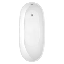 Load image into Gallery viewer, Wyndham Florence 68 Inch Freestanding Bathtub in White with Polished Chrome Trim and Floor Mounted Faucet in Brushed Gold- Wyndham