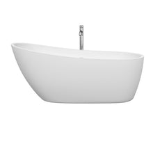Load image into Gallery viewer, Wyndham Florence 68 Inch Freestanding Bathtub in White with Floor Mounted Faucet, Drain and Overflow Trim in Polished Chrome- Wyndham