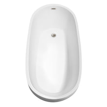 Load image into Gallery viewer, Wyndham Florence 68 Inch Freestanding Bathtub in White with Brushed Nickel Drain and Overflow Trim- Wyndham