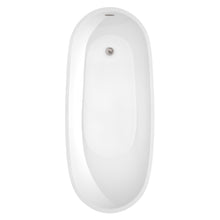 Load image into Gallery viewer, Wyndham Florence 68 Inch Freestanding Bathtub in White with Floor Mounted Faucet, Drain and Overflow Trim in Brushed Nickel- Wyndham