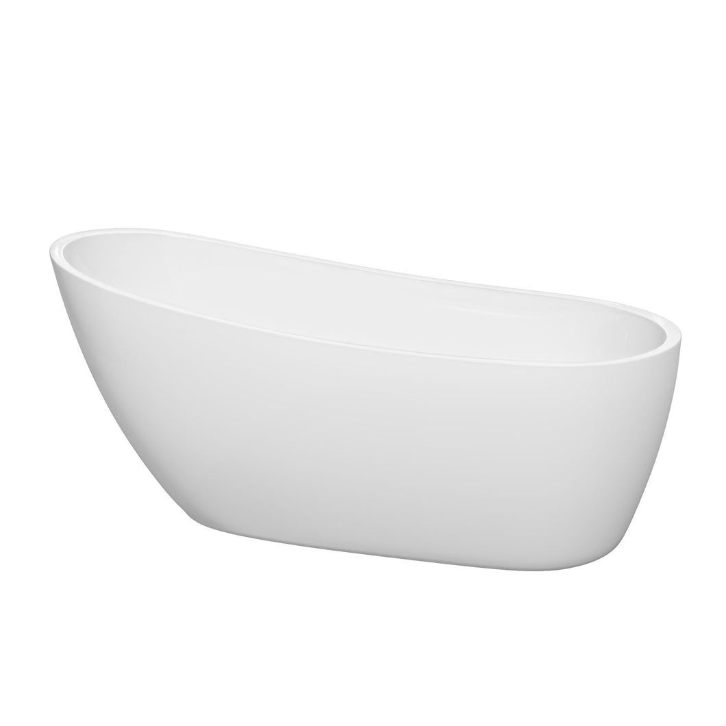 Wyndham Florence 68 Inch Freestanding Bathtub in White with Matte Black Drain and Overflow Trim- Wyndham