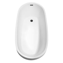 Load image into Gallery viewer, Wyndham Florence 68 Inch Freestanding Bathtub in White with Matte Black Drain and Overflow Trim- Wyndham