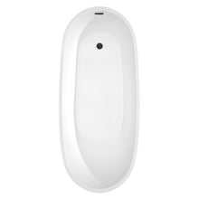 Load image into Gallery viewer, Wyndham Florence 68 Inch Freestanding Bathtub in White with Matte Black Drain and Overflow Trim- Wyndham