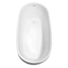 Load image into Gallery viewer, Wyndham Florence 68 Inch Freestanding Bathtub in White with Shiny White Drain and Overflow Trim- Wyndham