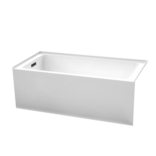 Wyndham Grayley 60 x 30 Inch Alcove Bathtub in White with Left-Hand Drain and Overflow Trim in Matte Black- Wyndham