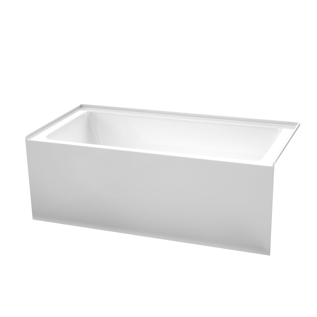 Wyndham Grayley 60 x 30 Inch Alcove Bathtub in White with Right-Hand Drain and Overflow Trim in Brushed Nickel- Wyndham