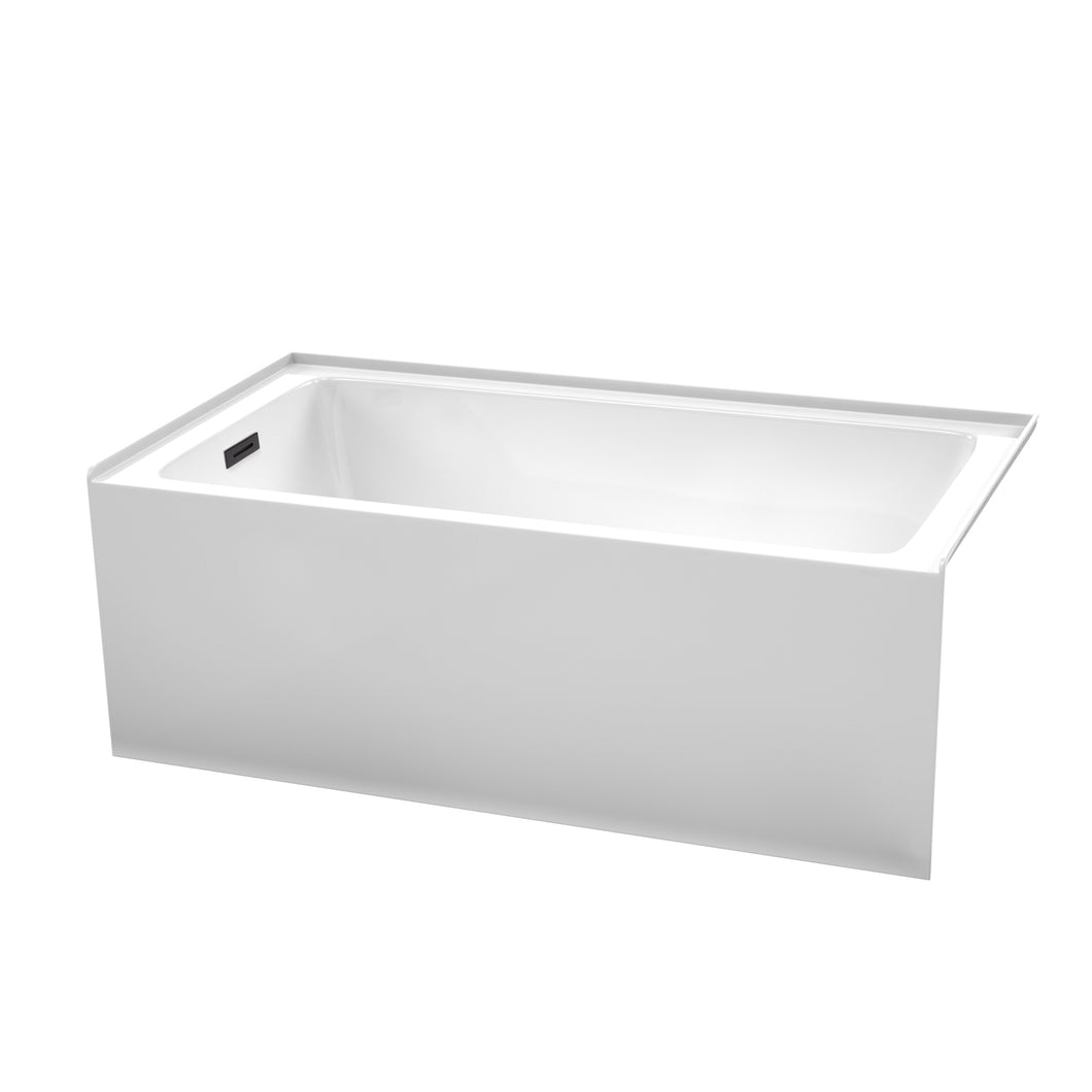 Wyndham Grayley 60 x 32 Inch Alcove Bathtub in White with Left-Hand Drain and Overflow Trim in Matte Black- Wyndham