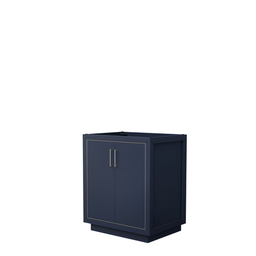 Wyndham Icon 30 Inch Single Bathroom Vanity in Dark Blue, No Countertop, No Sink, Brushed Nickel Trim- Wyndham