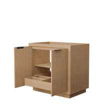 Load image into Gallery viewer, Wyndham Maroni 36 Inch Single Bathroom Vanity in Light Straw, No Countertop, No Sink, Matte Black Trim- Wyndham