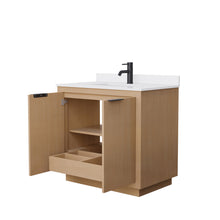 Load image into Gallery viewer, Wyndham Maroni 36 Inch Single Bathroom Vanity in Light Straw, White Cultured Marble Countertop, Undermount Square Sink, Matte Black Trim- Wyndham