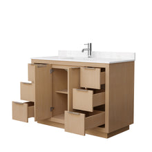 Load image into Gallery viewer, Wyndham Maroni 48 Inch Single Bathroom Vanity in Light Straw, Light-Vein Carrara Cultured Marble Countertop, Undermount Square Sink- Wyndham