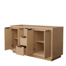 Load image into Gallery viewer, Wyndham Maroni 60 Inch Double Bathroom Vanity in Light Straw, No Countertop, No Sink, Matte Black Trim- Wyndham