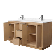 Load image into Gallery viewer, Wyndham Maroni 60 Inch Double Bathroom Vanity in Light Straw, Light-Vein Carrara Cultured Marble Countertop, Undermount Square Sinks- Wyndham