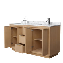 Load image into Gallery viewer, Wyndham Maroni 60 Inch Double Bathroom Vanity in Light Straw, White Carrara Marble Countertop, Undermount Square Sinks- Wyndham